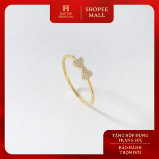  Nhẫn vàng 10K Bảo Tín Mạnh Hải thiết kế mặt nơ khảm đá PYN1V10KDH-412001 