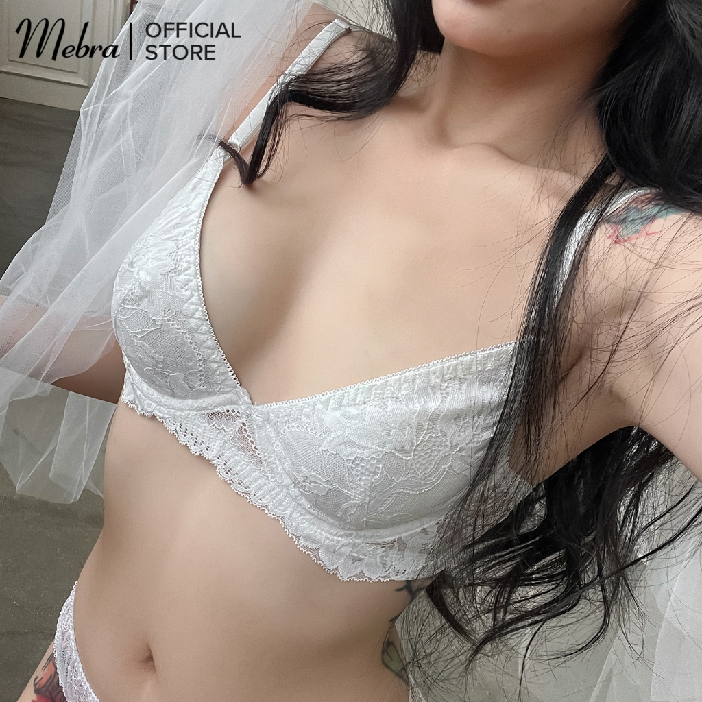 [mới 2026] Bộ đồ lót ren cô dâu Mebra màu trắng tinh khôi nhẹ nhàng gợi cảm áo lót có gọng không mút quần lót cánh tiên | BigBuy360 - bigbuy360.vn