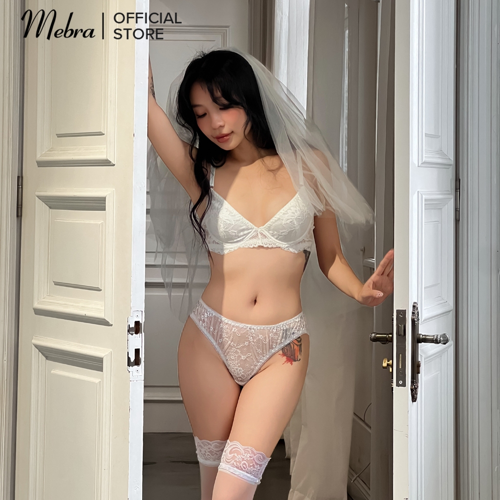 [mới 2026] Bộ đồ lót ren cô dâu Mebra màu trắng tinh khôi nhẹ nhàng gợi cảm áo lót có gọng không mút quần lót cánh tiên | BigBuy360 - bigbuy360.vn
