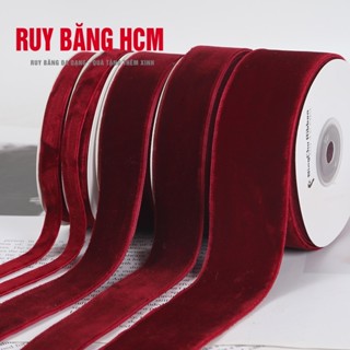  Ruy băng nhung đỏ 1cm 2cm 2.5cm 4cm cuộn 45m | Ruy băng nhung đỏ đô trang trí Noel gói quà làm nơ handmade 
