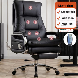 Ghế văn phòng Ghế massage 7 điểm ghế giám đốc ngả 165 độ có gác chân da PU 2 phần đệm Pehouse Mall