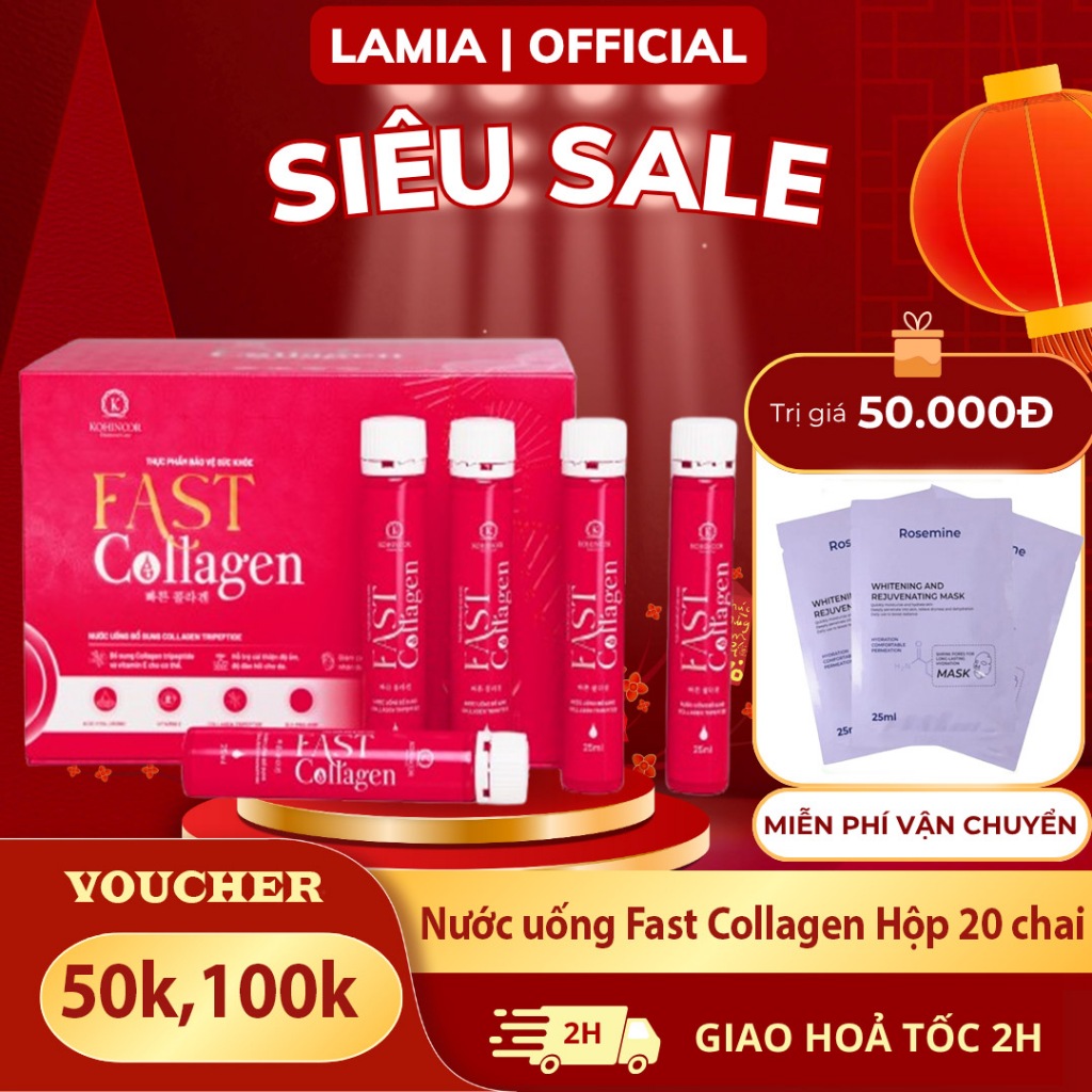 Nước uống Collagen - Fast Collagen Kohinoor, ngăn ngừa lão hóa, tái tạo da, giảm nếp nhăn - 20 lọ 25