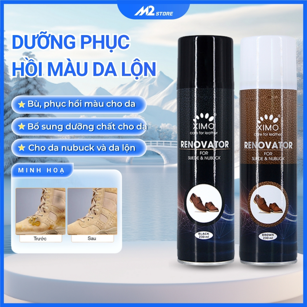 Chai xịt dưỡng phục hồi màu nubuck và da lộn Renovator Ximo cao cấp cho giày, áo khoác, túi xách, ví, áo