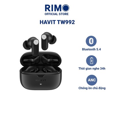 Tai nghe không dây Havit TW992 ANC 4 Mic ENC Khử Ồn, Driver 12mm, có cảm ứng chạm, Bluetooth 5.4