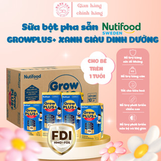  Thùng sữa bột pha sẵn Nutifood Grow Plus xanh giúp trẻ tăng cân khoẻ mạnh  48hộp  