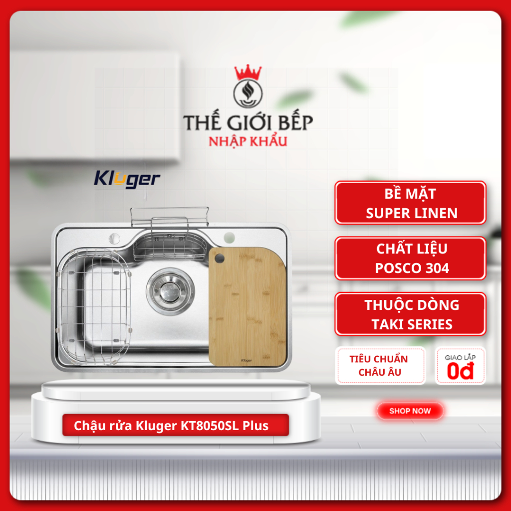 Chậu rửa bát Kluger KT8050SL Plus - Inox Bền Bỉ, Chống Gỉ, Tiện Lợi Cho Gia Đình