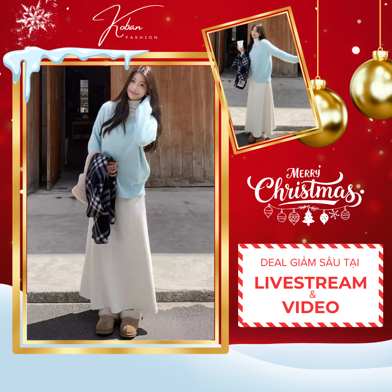 [KA10 CẠP KHÓA] Chân váy trắng dài KOBAN phong cách Hàn Quốc váy dài dáng suông chất umi co giãn