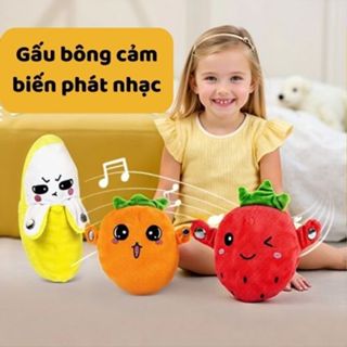  Gấu bông trái chuối cảm ứng âm nhạc chuối dâu cà rốt phát nhạc vui nhộn cho bé 
