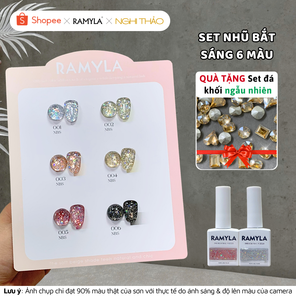  Set sơn gel nhũ bắt sáng RAMYLA 6 màu Nghi Thảo Nails 