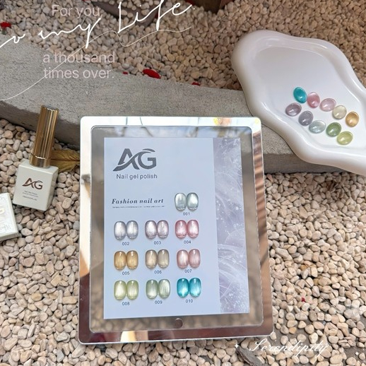 Sơn Gel AG 15ml, Set 10 màu mắt mèo,  AG Nail gel polish