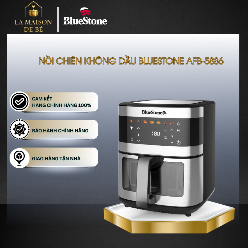 Nồi Chiên Không Dầu BlueStone AFB-5886 9L – Lòng Nồi Phủ Chống Dính Greblon Đức – An Toàn – LMS