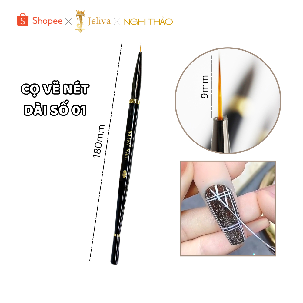 Cọ vẽ móng nét nail JELIVA số 01 Nghi Thảo