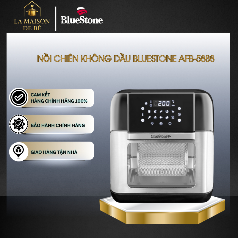 Nồi Chiên Không Dầu BlueStone AFB-5888 – Bảng Cảm Ứng LED LCD – Cửa Kính Cường Lực – LMS