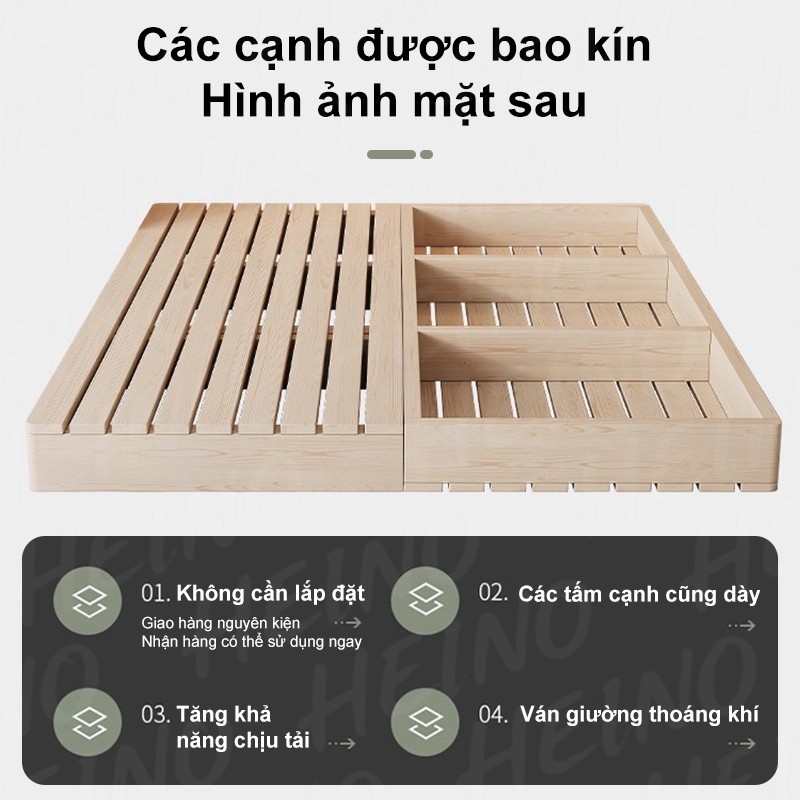 HEINO Giường Ngủ Hiện Đại Gỗ Tự Nhiên Giường Pallet Gỗ Thông Mới Đẹp Chất Lượng gỗ thật 100% | BigBuy360 - bigbuy360.vn