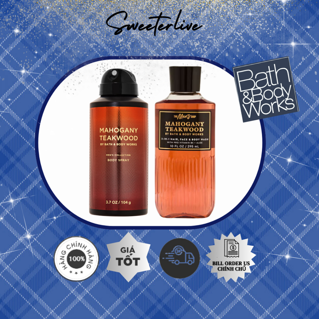 MAHOGANY TEAKWOOD BODY SPRAY (Bill US) - XỊT THƠM VÀ CHO NAM BATH & BODY WORKS