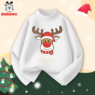 Áo giữ nhiệt BOBDOG chất liệu zip lông co giãn tốt in hình NOEL cute cho bé