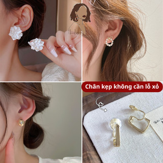  Bông Tai chân kẹp không cần bấm lỗ Her Accessories  Khuyên tai dạng kẹp sang chảnh đi tiệc 
