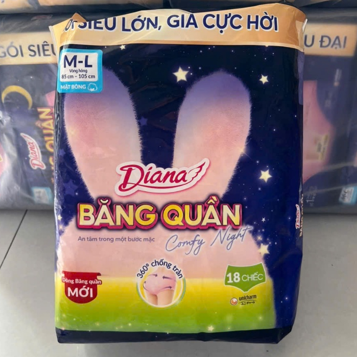 Băng Quần DIANA Comfy Night size M-L, 18 chiếc/gói
