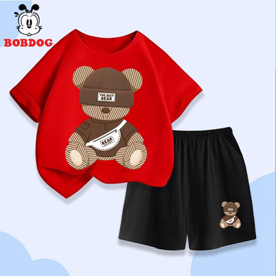 Set bộ bé trai BOBDOG, quần áo bé trai mùa hè chất liệu thun cotton mát mẻ in hình cute CD-KS29