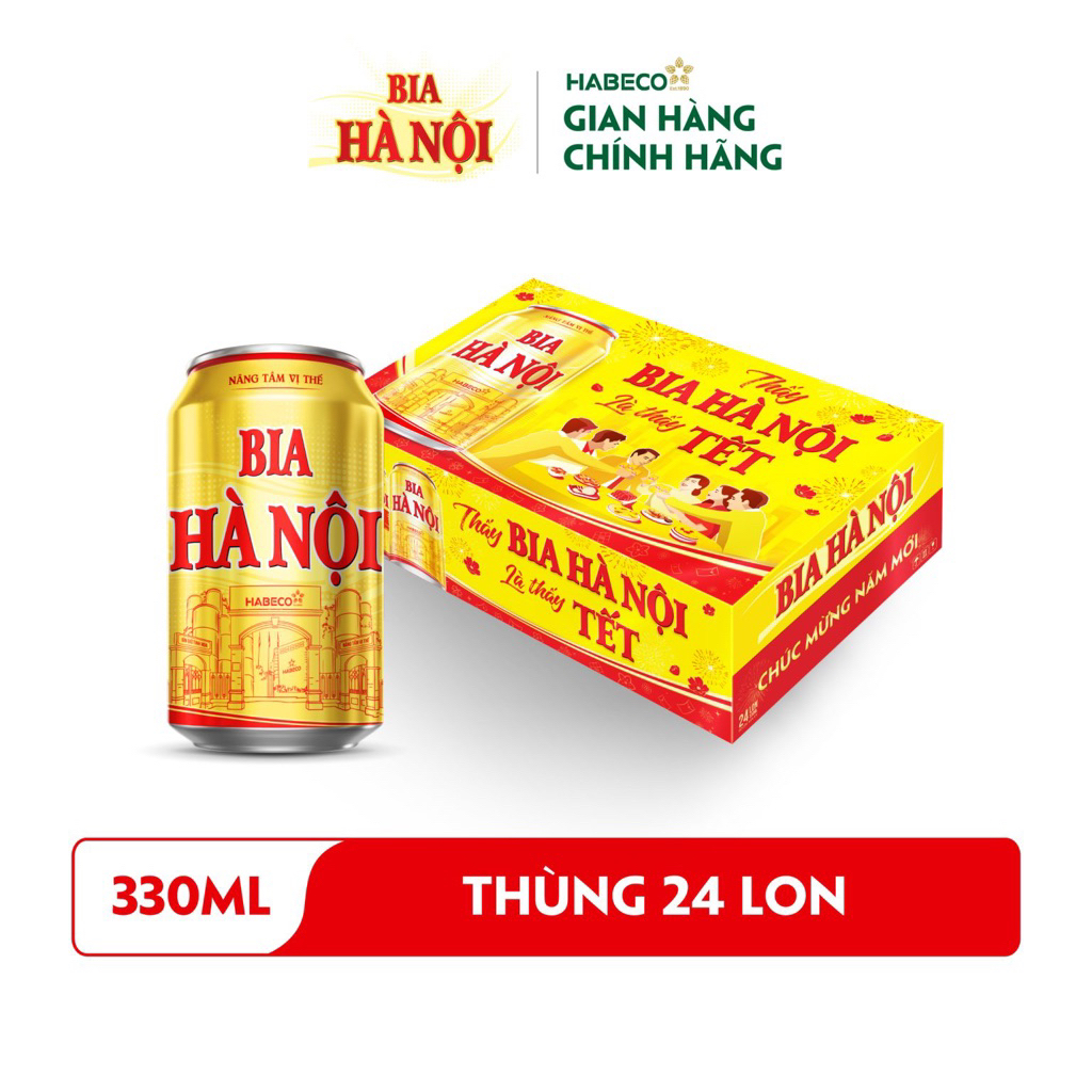 ( Bia Tết) Thùng 24 lon Bia Hà Nội - (330ml/lon)