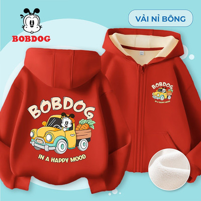 Áo khoác nỉ bông cho bé trai BOBDOG chất liệu nỉ bông dày dặn in hình ô tô dễ thương cho bé