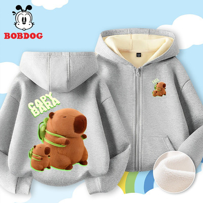 Áo ấm cho bé trai BOBDOG, hoodie zip bé trai chất liệu nỉ bông in hình capybara dễ thương cho bé