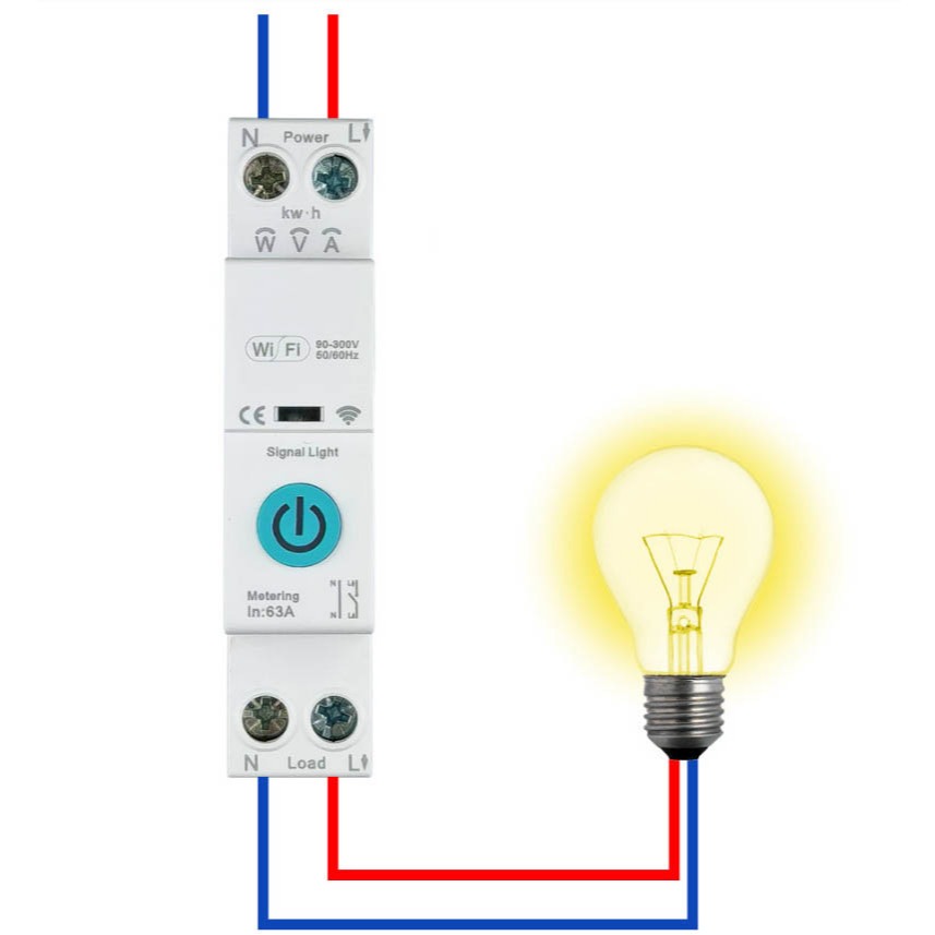TUYA 63A WiFi MCB Cầu Dao Aptomat Thông Minh Wifi 1P-63A Smart Tuya Điều Khiển Từ Xa Wifi Không Dây 