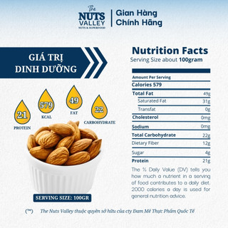 Hạt Hạnh Nhân Tươi / Rang – Làm Sữa Hạt, Trộn Salad, Làm Bánh, Almond, The Nuts Valley 
