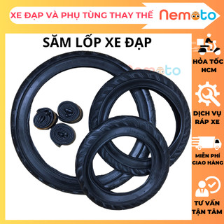 Bộ Săm Lốp Xe Đạp Size 12–20 – Lốp 2.50, Săm 2.125 Chất Liệu Cao Su Bền Bỉ