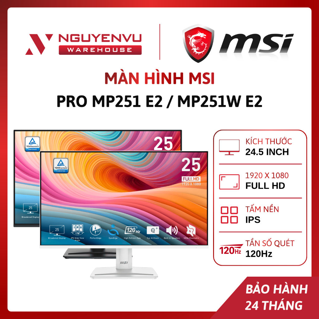 Màn Hình MSI PRO MP251 E2 / MP251W E2 24.5 inch ( FHD/IPS/120Hz/1ms ) | BẢO HÀNH 24 THÁNG | FULL VAT