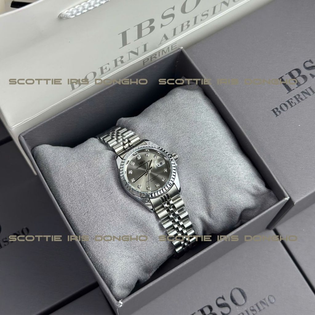 Đồng Hồ ÍBSO Chính Hãng, Đồng Hồ IBSO Màu Xám Mặt Tròn Size 28mm Phong Cách Sang Trọng Chống Nước Bảo Hành 12 Tháng
