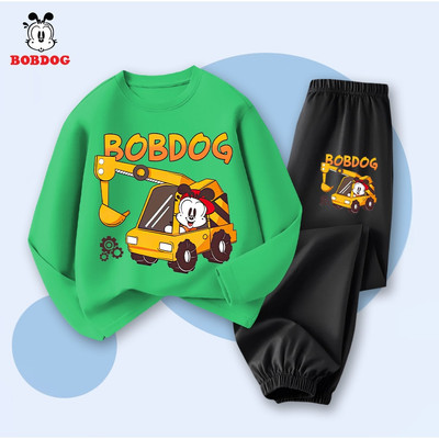 Bộ dài tay cho bé trai BOBDOG, quần áo trẻ em chất thun cotton ấm áp in hình máy xúc cute TW-BDO17
