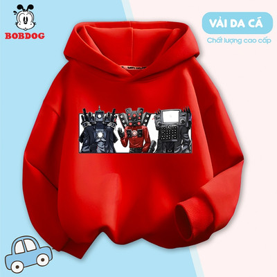 Áo hoodie bé trai BOBDOG, áo nỉ bé trai chất liệu cotton da cá in hình TV MAN dễ thương cho bé