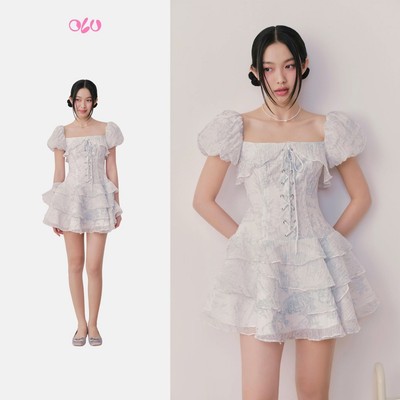 Đầm OLV trễ vai dáng ngắn tay bồng phối corset ngọt ngào Bristol phù hợp đi chơi đi dạo phố