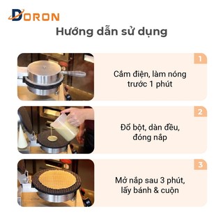 Máy làm bánh ốc quế DORON 1200W kiểm soát nhiệt độ chính xác, bánh thơm ngon