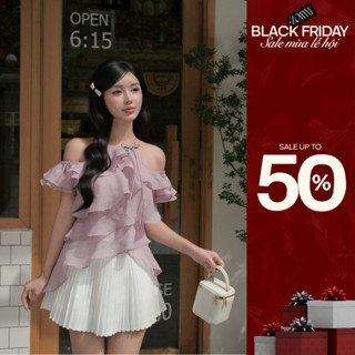  ZAMYSHOP - Áo thiết kế cổ yếm bèo tầng áo nữ cách điệu đi chơi đi tiệc nhẹ 