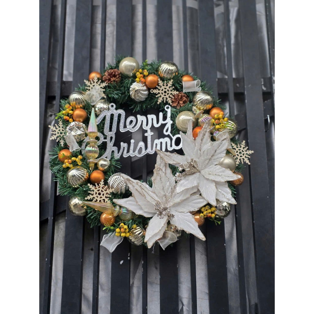 [Tặng Đèn] Vòng Hoa Noel Sang Trọng 60cm Mã PC500 Vòng Nguyệt Quế Treo Trang Trí Noel Giáng Sinh Han