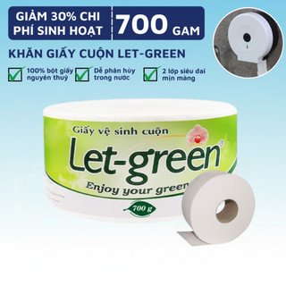 Giấy Vệ Sinh Công Nghiệp Let Green 700g Giấy Cuộn Lớn 2 Lớp Thấm Hút Tốt Dùng Cho Hộp Đựng Lớn