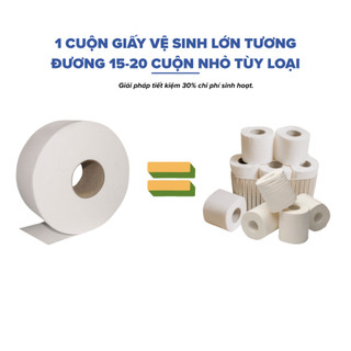 Giấy Vệ Sinh Công Nghiệp Let Green 700g Giấy Cuộn Lớn 2 Lớp Thấm Hút Tốt Dùng Cho Hộp Đựng Lớn