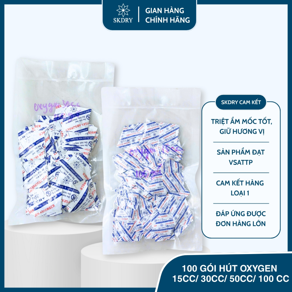 [Hàng loại 1] 100 GÓI HÚT KHÍ OXY- OXYGEN 15cc/30cc/50cc/100cc dùng cho thực phẩm cần ngăn ngừa nấm 