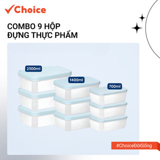   Choice  Combo 9 Hộp Đựng Thực Phẩm Hokori Nhựa Dẻo Siêu Bền Việt Nhật LS1-0144-3053 Bảo Quản Đồ Ăn 