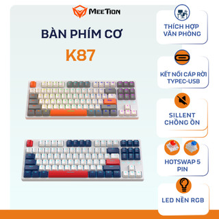  Bàn phím cơ K87 có Hot Swap 87 phím Led đơn RGB Redswitch Cáp Type C rời làm việc văn phòng 