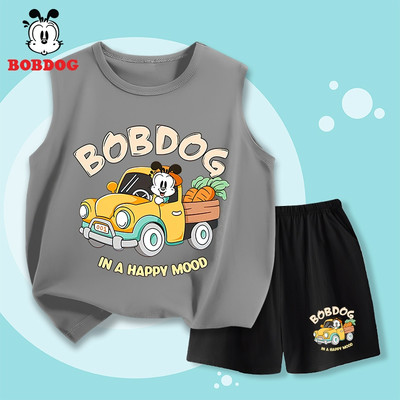 Quần đùi áo ba lỗ bé trai BOBDOG vải thun cotton co giãn in hình ô tô dễ thương cho bé BD-BDO34