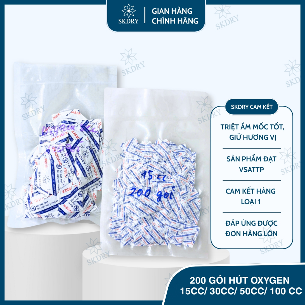 [Hàng loại 1] 200 GÓI HÚT KHÍ OXY- OXYGEN 15cc/30cc/50cc/100cc dùng cho thực phẩm cần ngăn ngừa nấm 