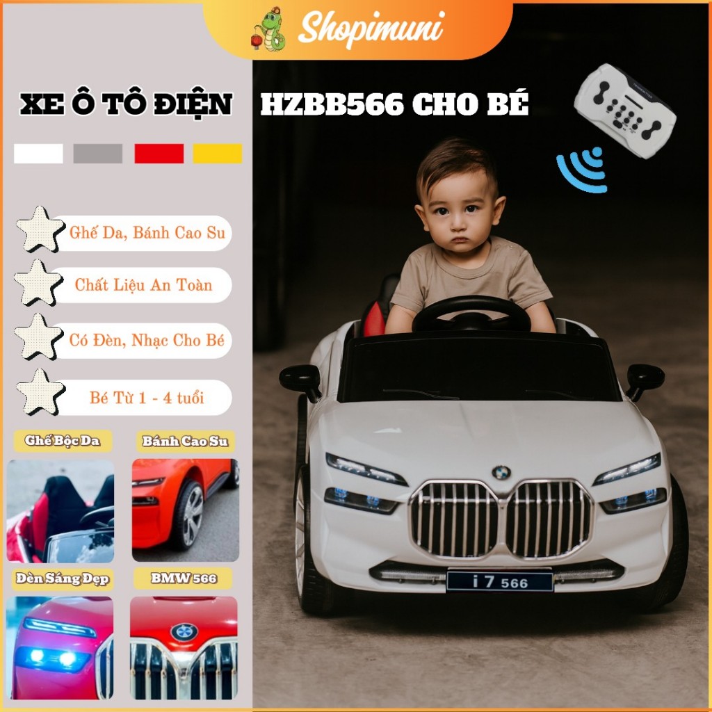 Xe Ô Tô Điện 566 BMW Cho Bé, Xe Có Điều Khiển Từ Xa Cho 1 Bé Dưới 4 Tuổi