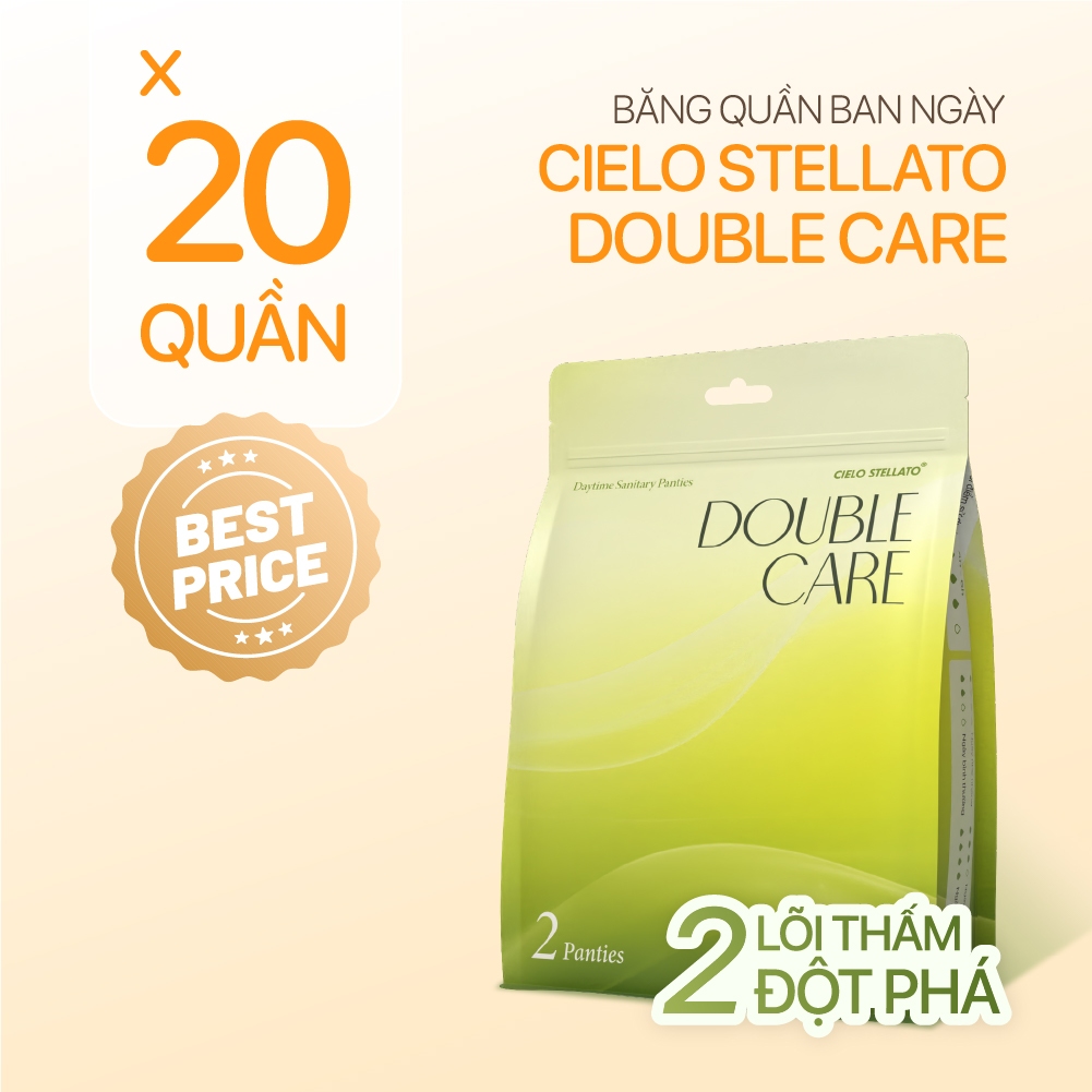 Combo 20 Băng quần ban ngày Cielo Stellato DOUBLE CARE, 2 lõi thấm đột phá, tiện lợi cho ngày năng đ