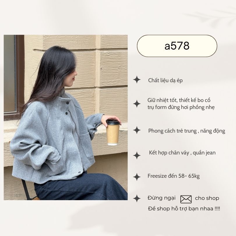 Áo khoác dạ ép 2 lớp cổ dựng form dáng rộng - 29feb.closet - A578 | BigBuy360 - bigbuy360.vn