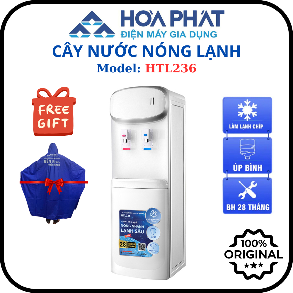 Cây nước nóng lạnh úp bình Hòa Phát HTL236 - Hàng chính hãng - Tặng kèm 1 bộ áo mưa Hòa Phát