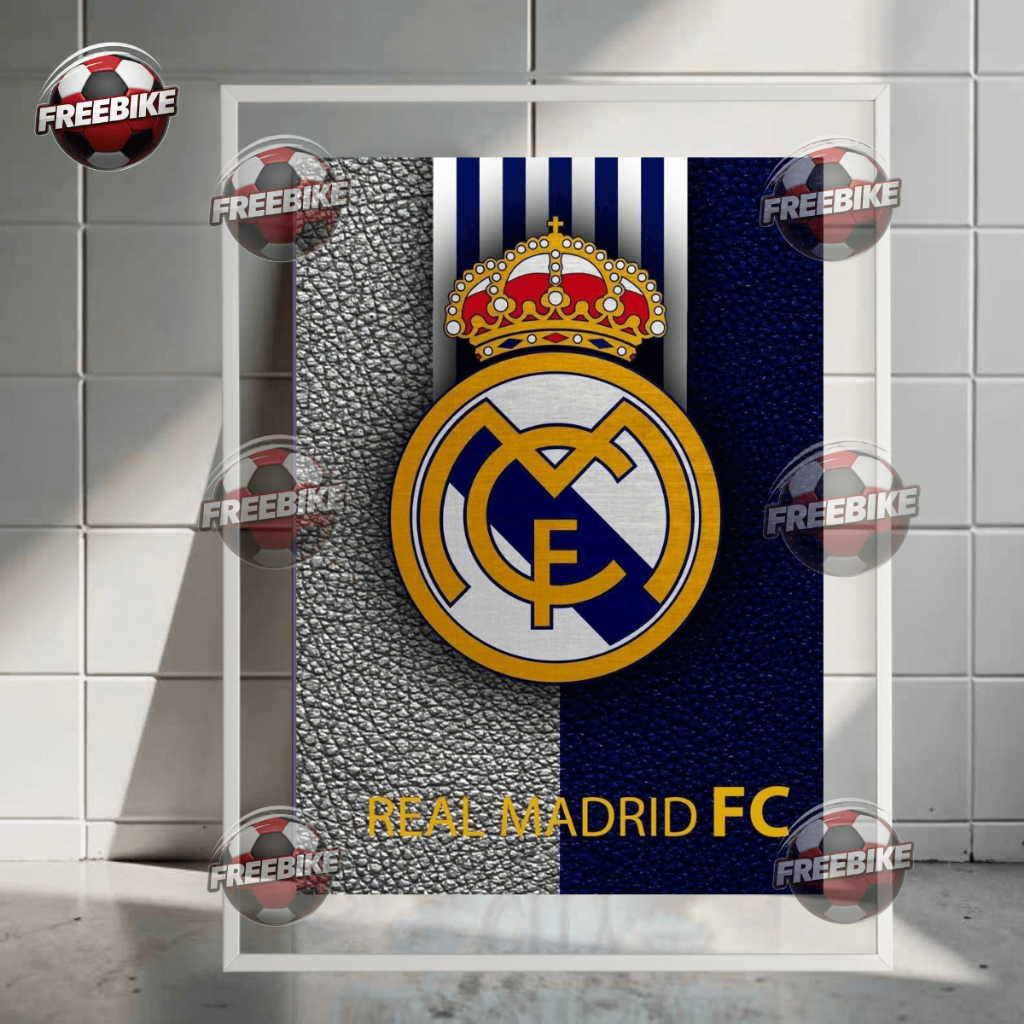 POSTER LOGO REAL MADRID KHUNG BẰNG KÍNH PHA LÊ CAO CẤP