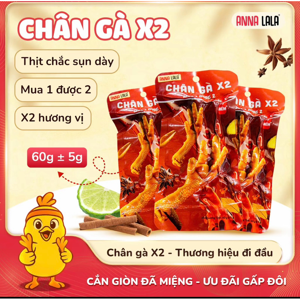 Combo 10 và 20 gói chân gà  ủ vị Annalala x2 đôi vị 10 điểm đậm vị thơm cay.